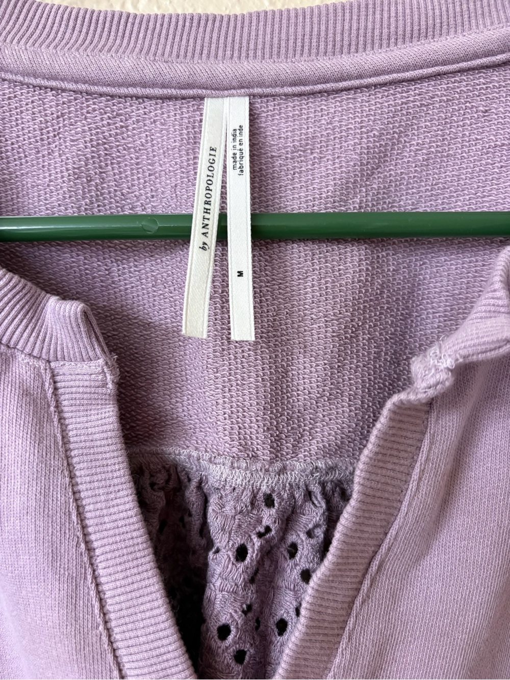 Anthropologie Lavender Eyelet-Sleeve Pullover - Picture 2 of 3